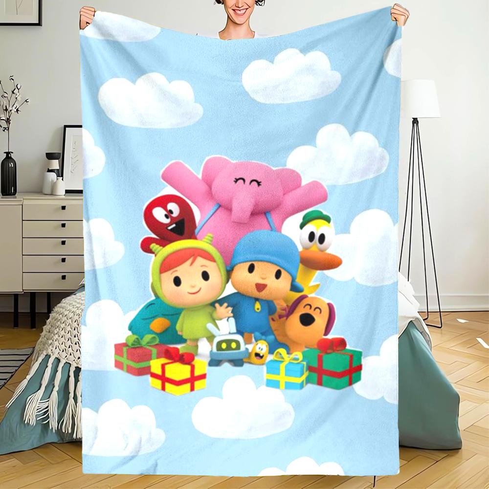 Pocoyo Theme Printed Blanket - Perfect for Couch, Bed, Travel & Outdoor Use | Machine Washable, Cozy & Durable.