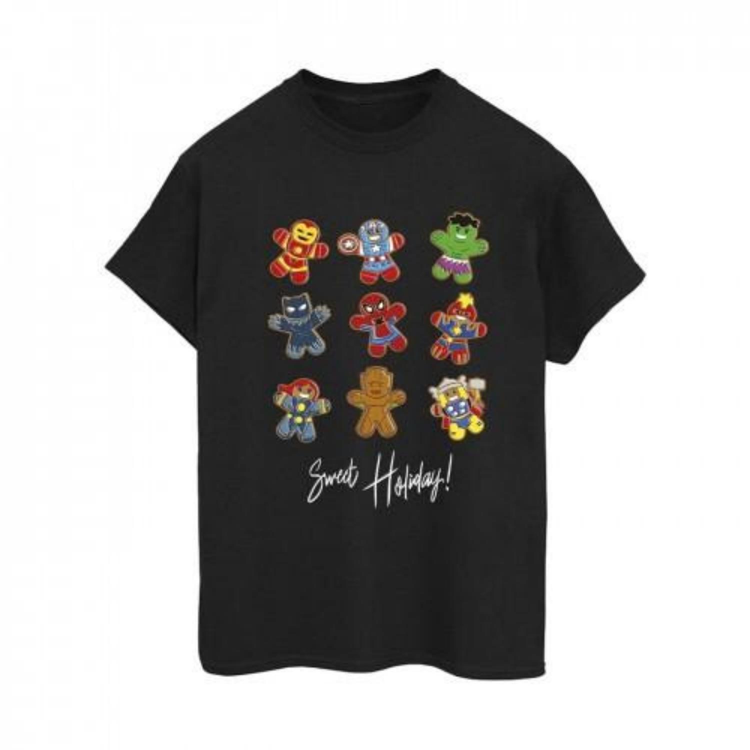 

Marvel Womens_Ladies Gingerbread Avengers Cotton Boyfriend T-Shirt S чёрный