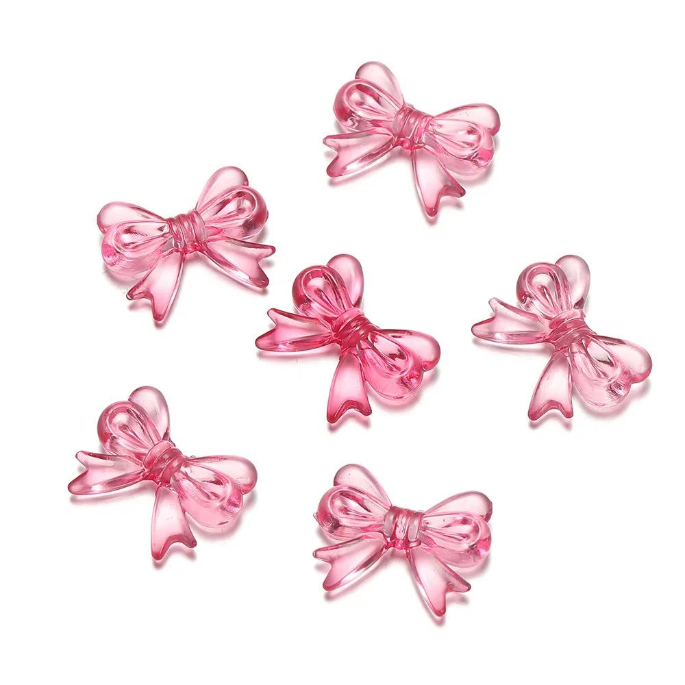 TX14 20Pcs/Lot 14x18mm New Exquisite Bowknot Transparent Spacer Beads DIY Pendants Necklace Bracelet Jewelry Trend Accessories