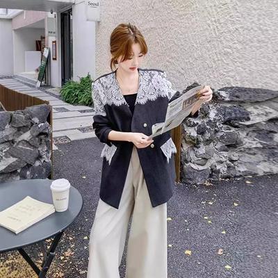 Lace V-neck Suit Jacket Women's New Autumn and Winter Style