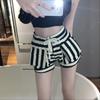 High-waisted Striped Shorts Women's Summer Elasticated Waist Baggy Wide-leg Pants Wear Slimming Sports A-line Spice Hot Pants