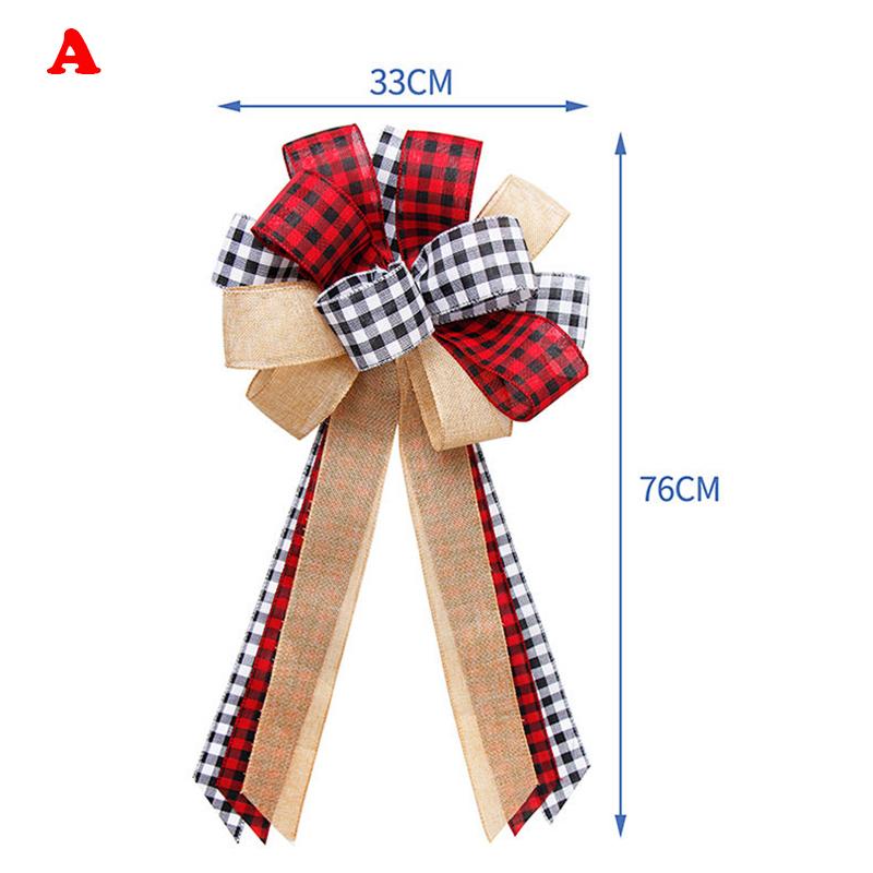 Weihnachtsbaum Großer Roter Spitze Leinen Karomuster Schleife Handgemacht Geschenkbox Verpackung Dekorative Große Schleifen Silvesterparty Hochzeitsdeko