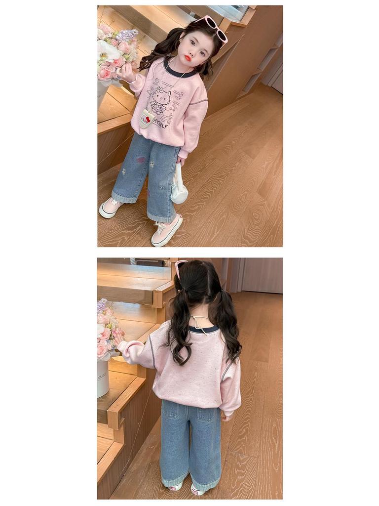 2025 New Spring Embroidered Toddler Girls' Loose Jeans