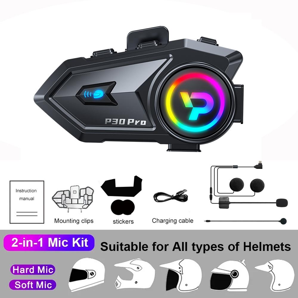 P30 Pro Motorcycle Helmet Wireless Headset  Wireless Dual-Core 6.0 Bluetooth 1000Mah Helmet Headset Voice Assistant Moto Earphone Motorbike Headphone