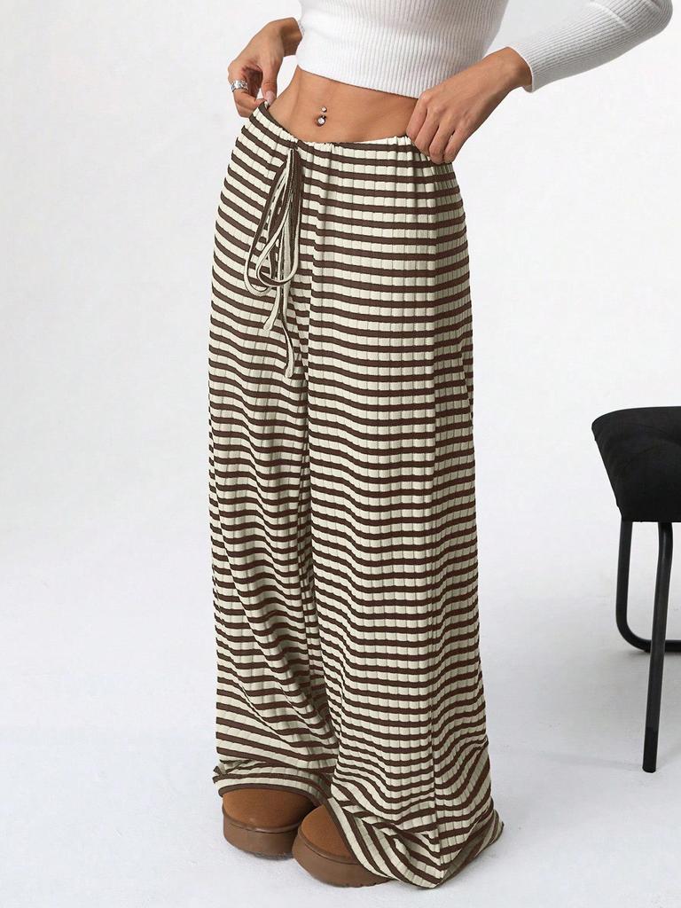 2026 Autumn/Winter Women's Casual Striped Cotton Drawstring Pants