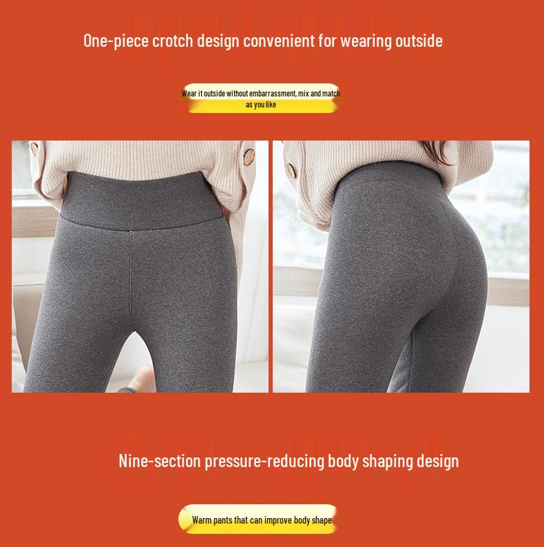 Women's High-Waisted Lambswool Cotton Fleece-Lined Winter Leggings, Extra Thick Warm Plus Size Pants