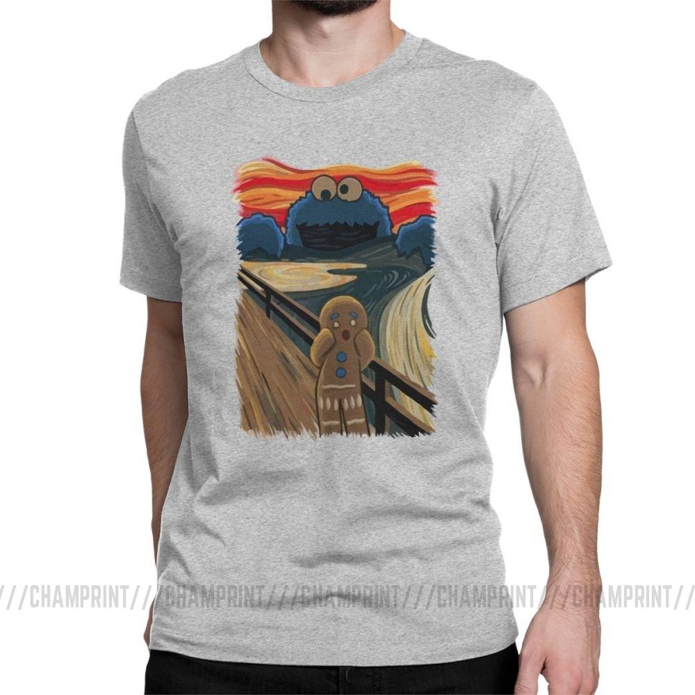 Famous Painting Harajuku Clothing Shouting Screaming Gingerbread Men S T Shirts Sesame Street Tee Shirt Cookie