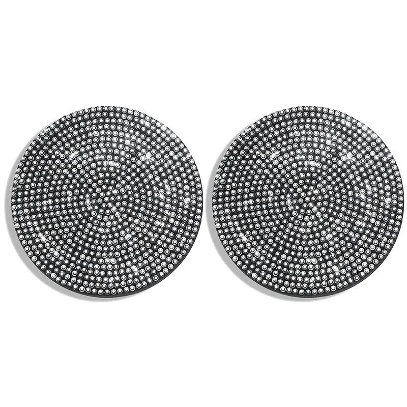 

2PCS Bling Diamond Car Coasters | Non-Slip Silicone Cup Holder Mats | Water Cup Slot Pads | Car Accessories for Women білий