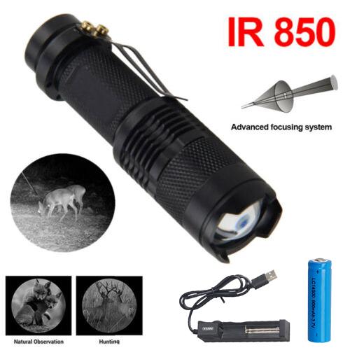 IR 850nm/940nm Infrared Flashlight Torch Hunting Radiation Night Vision light Zoomable Tactical Flashlight Torch Waterproof Lamp