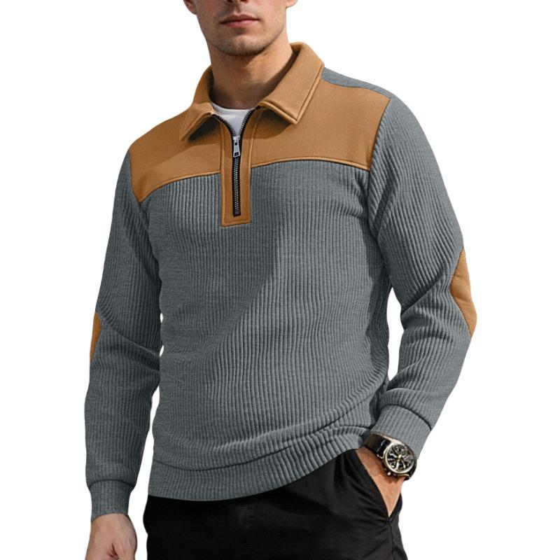 Men S Knitted Quarter Zip Polo Collar Casual Sweatshirt S