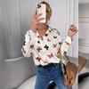 Fashion Butterfly Printed Long Sleeve S-5XL Loose Shirts Women Vintage Single Breasted Plus Size Blouse Women Elegant Lapel Office Blouse Tops 26247