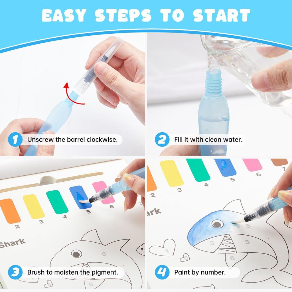 Shuttle Art Water Painting Set 100 Sheets of Thick 120gsm Watercolor 5 Water Brush 4 and 4 Refill Paint Perfect for Art Home Summer Birthday Christmas