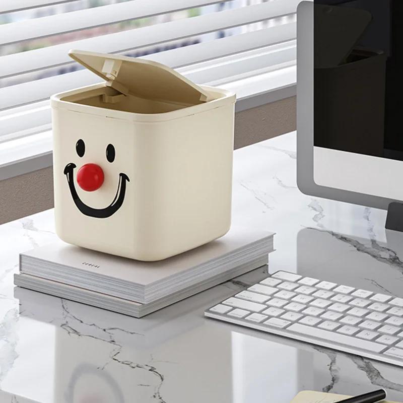 Creative Joker Smiling Face DIY Large Capacity Press Cap Garbage Bin Student Dormitory Living Room Bathroom Desktop Garbage Bin