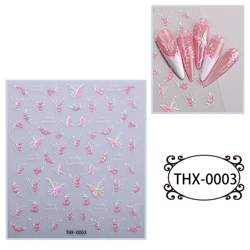 Aurora Rainbow Butterfly 3D Embossed Nail Art Stickers