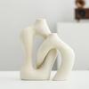 Yousheng 2 Pcs/Set Ceramic Vases Irregular Circular Cross Modern Boho Vase Minimalist Nordic Style Flower Vase for Tabletop Shelf Home Decor