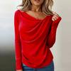 Asymmetrisches Langarm-Shirt-Oberteil mit Kragen für Damen