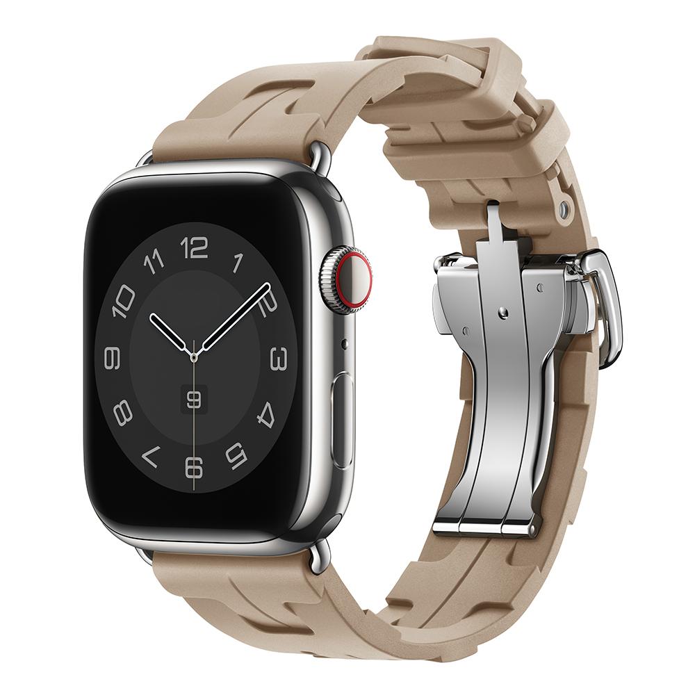 Original Soft Rubber Strap for Apple Watch Band 49mm 45mm 41mm 44mm 42mm 38mm Metal Buckle Bracelet for IWatch