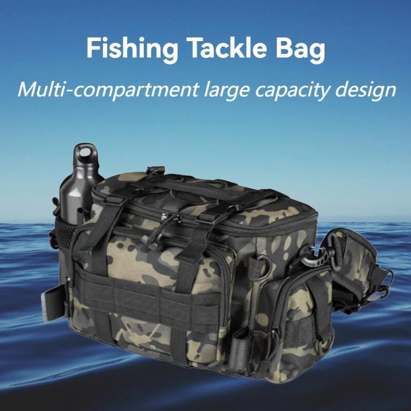 Adjustable Waist Pack for Fishing Waterproof Tackle Bag with Rod Holders - Splash Proof Lure Organizer Crossbody Storage -30°C Cold Proof