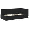 L shaped bed frame with headboard black 100 cm x 200 cm velvet