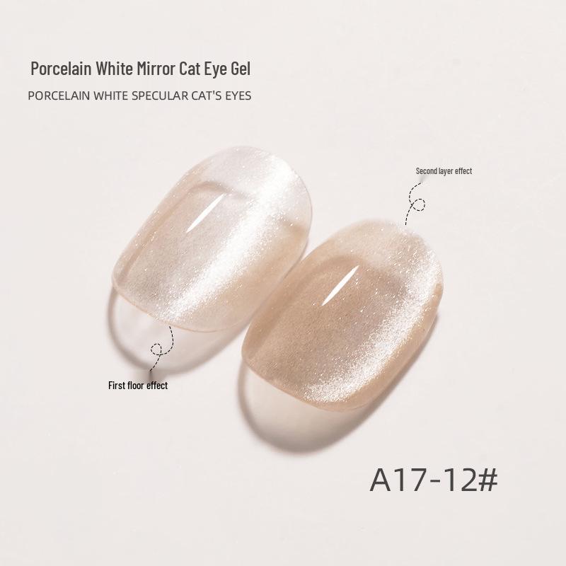 Universal Crystal Cat Eye UV/LED Nail Gel 2024 - Porcelain White Mirror Finish Manicure Set