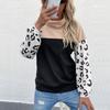 Autumn and Winter New European and American Casual Tops, Leopard Print Color Matching Long-sleeved Turtleneck Sweater