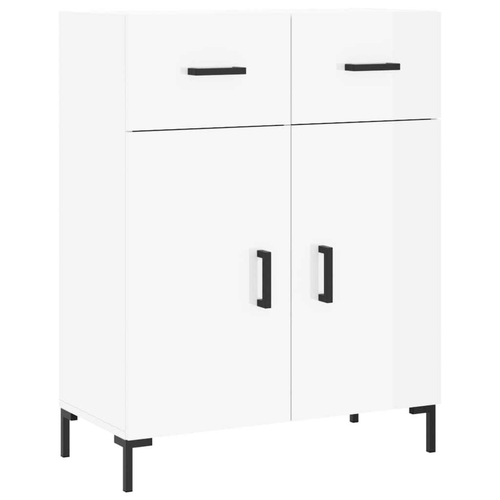Sideboard High Gloss White 69.5 X 34 X 90 Cm Engineered Wood