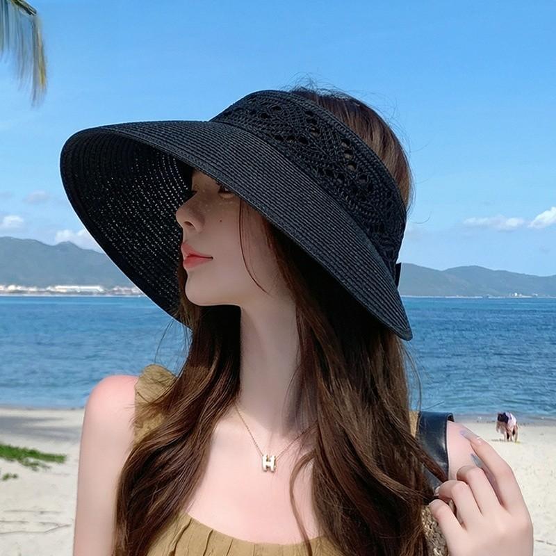 Summer Wide Brim Straw Hat With Sun Protection For Beach Vacation And Relaxation