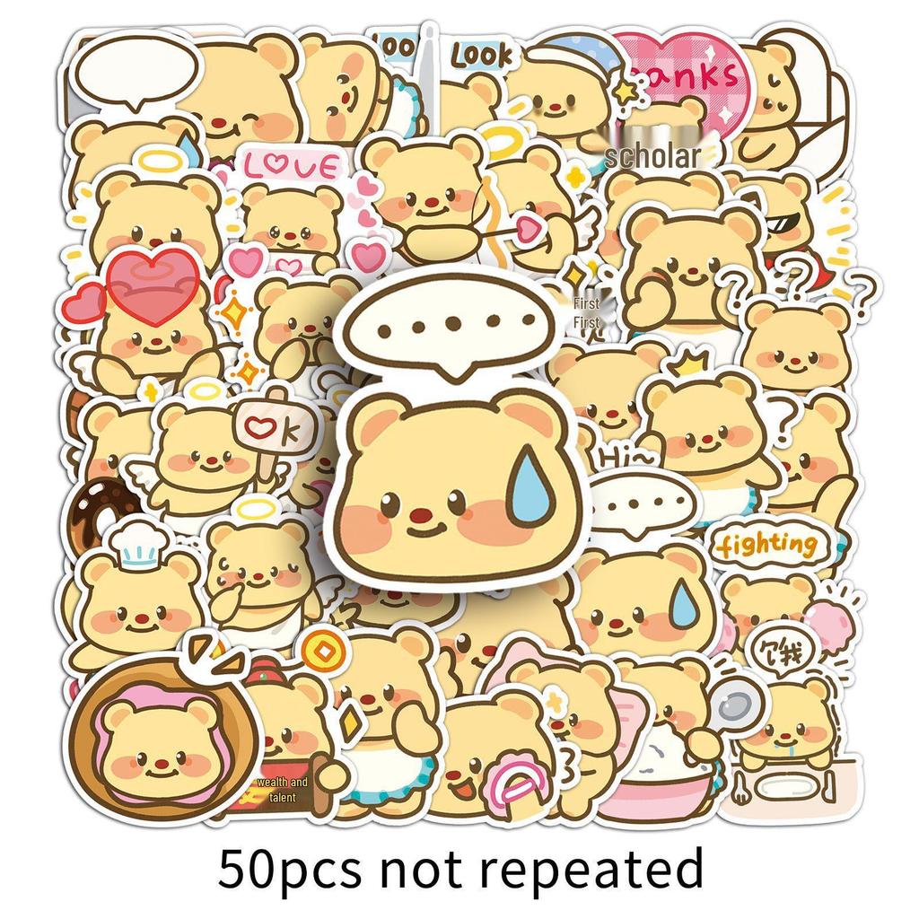 50 Cute Kawaii Butter Bear Stickers for Journals, Stationery, Water Bottles, and More