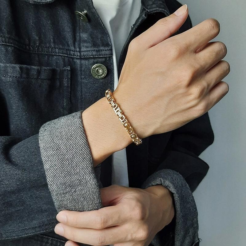 BRACELET Men' Gold Bracelet THICK ROYAL Byzantine Weave