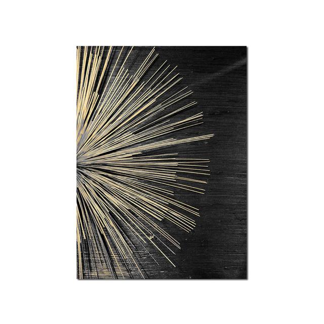 Canvas Painting Nordic Abstract Golden Black Annual Ring Poster and Print Wall Art Picture for Living Room Home Decoration No Frame
