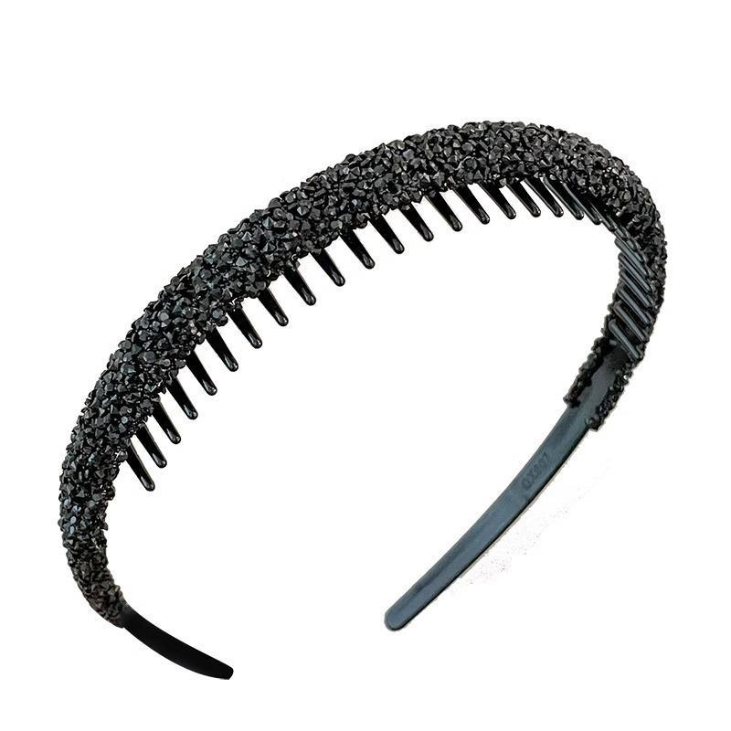 Nonslip Toothed Elastic Rhinestone Hair Hoops Glitter Trendy Hair Accessories for Women Graduation Ceremony Use