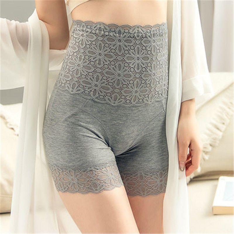 High Waisted and Cinched Safety Pants To Prevent Exposure Women's Summer Thin Lace Cinched and Leggings with Cotton Crotch and No Rolled Edges