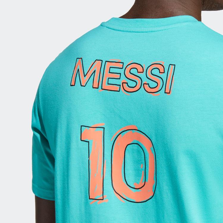 Adidas Messi Icon Graphic Tee Men Tops Light-Mint-Green HY8704