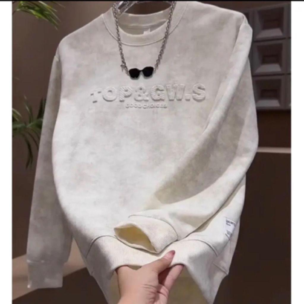 Herbst/Winter 2024: Herren-Kapuzenpullover mit Batik-Buchstabenprint, Rundhalsausschnitt, langen Ärmeln und Partnerlook, bedruckt mit Buchstaben.