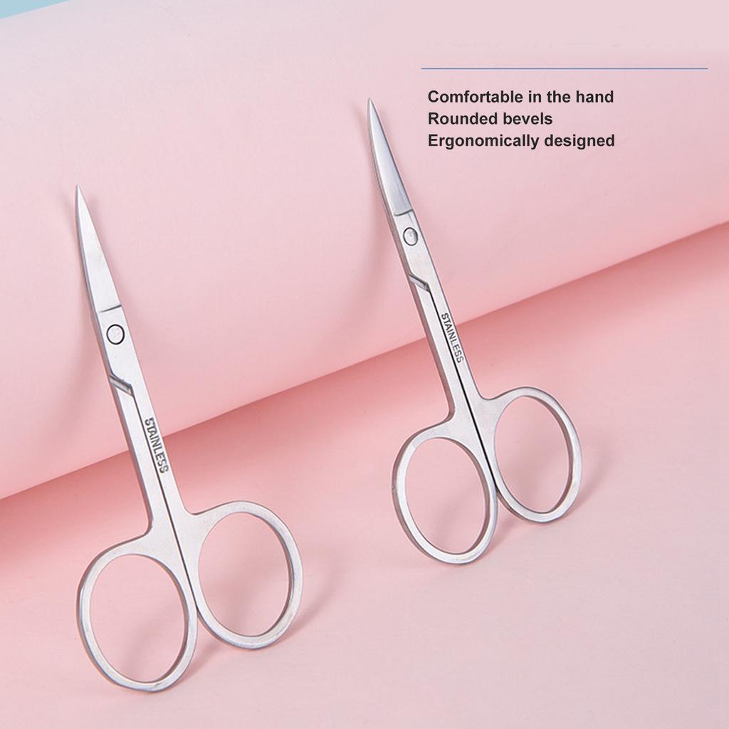 Fine Tip Eyebrow Scissors Stainless Steel Curved Mouth Beauty Scissors for False Eyelashes