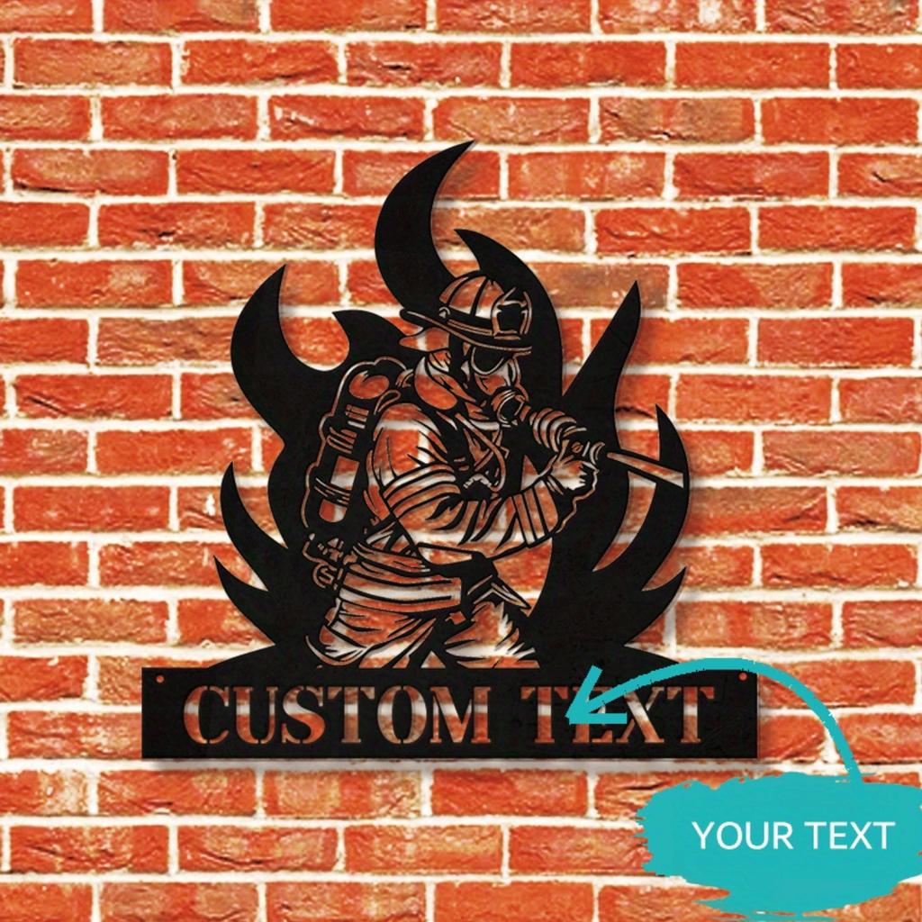 Classic Firefighter Metal Wall Sign Customizable Hanging Decor No Electricity