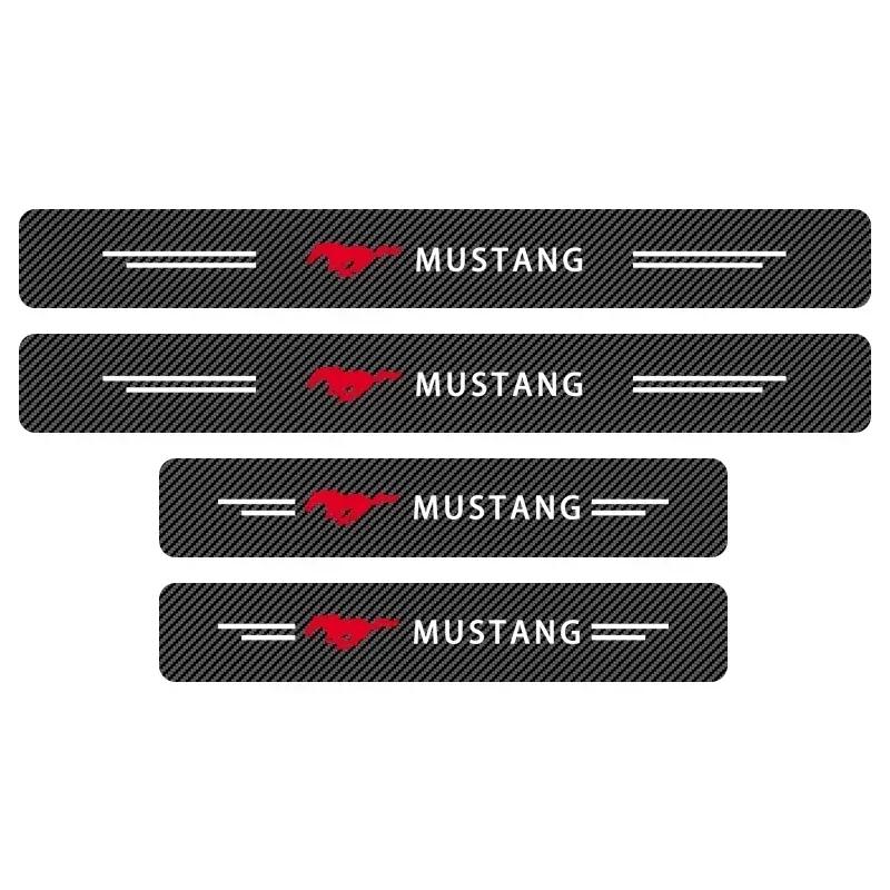 

Новая автомобильная наклейка 2026 года для Ford 4 шт. Пластина на дверь автомобиля Наклейка-защита порога из углеродного волокна для Ford Mustang SHELBY GT 500 350 Co