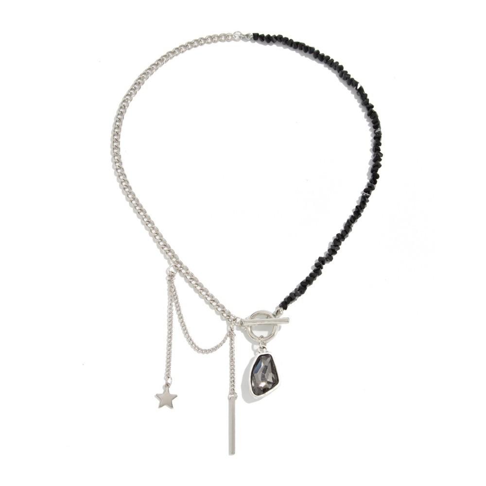 CCB Beads Black Zircon Necklace Irregular Choker Necklace Women Accessories