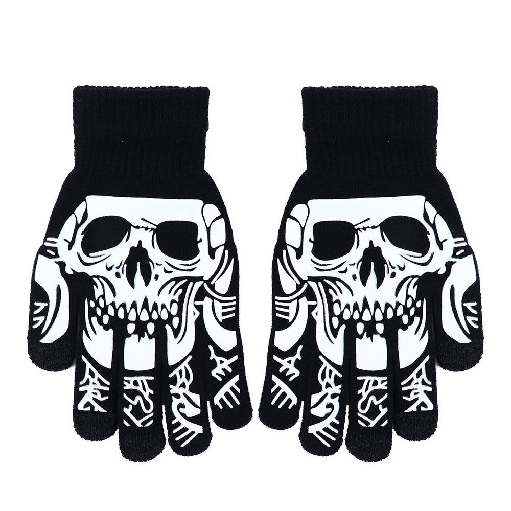 Keep Warm Skull Hand Bone Non Slip Half-finger Gloves Fashion Accessories Halloween Luminous Mittens Full Finger Gloves