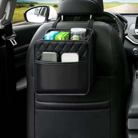 Universal Auto Seat Back Storage Bag PU Leather Hanging Pocket Car Accessories