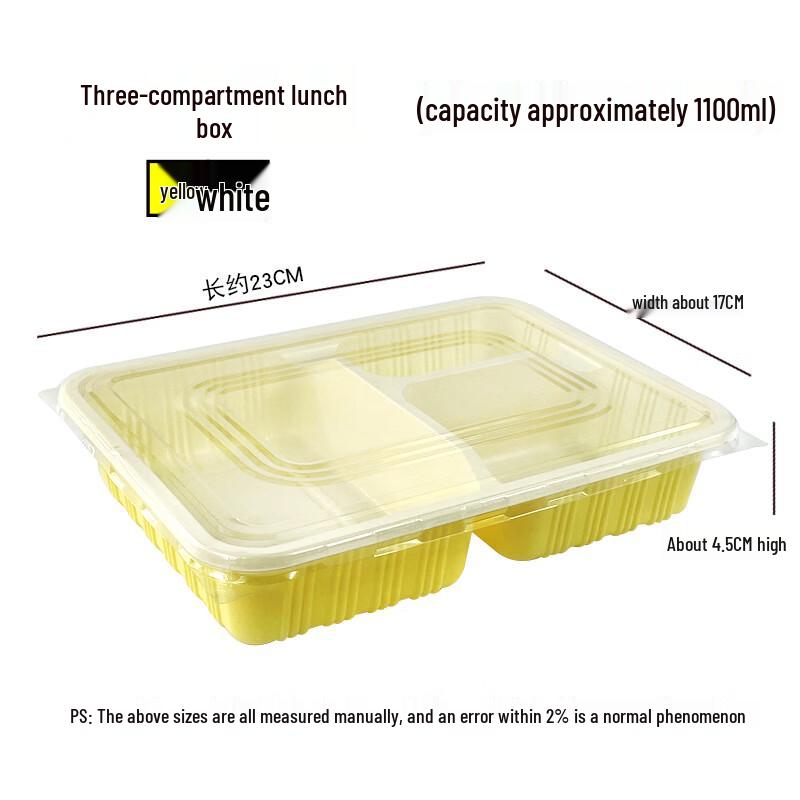 

Disposable 3-Compartment Takeaway Food Containers