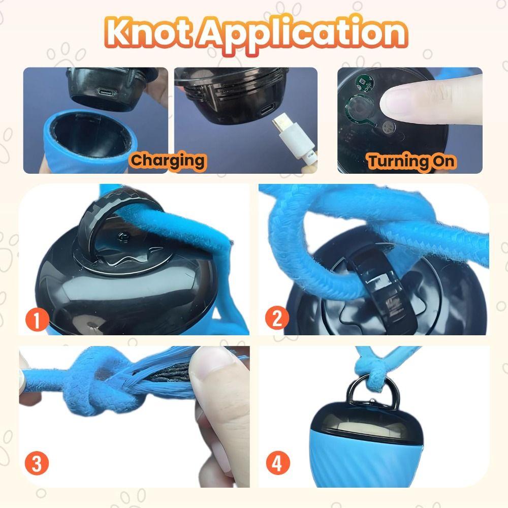 With Ropes Interactive Dog Toys Ball 3 Modes Random Path Smart Pet Puppy Ball USB Charging Bouncing Design Rolling Dogs Toy