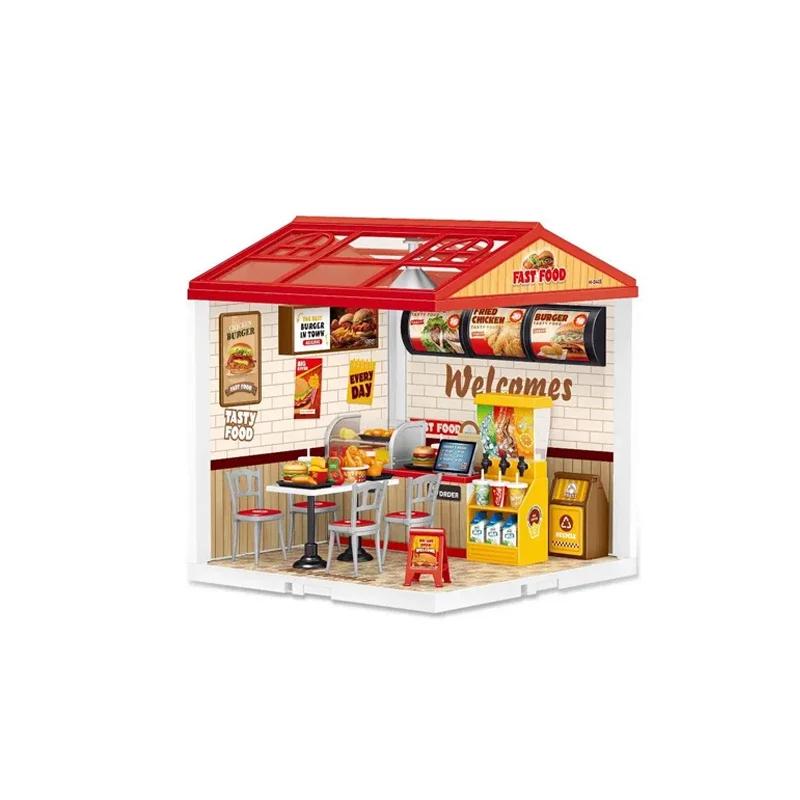 Doll House Micro Building Block Diy Handicraft Room Assembly Scene Bricks Bedroom Kitchen Restaurant Model Blocks Birthday Gifts