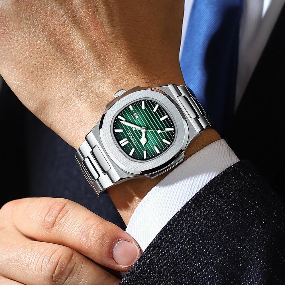 Luxury Man Wristwatch Business Stainless Steel Quartz Men Watch Waterproof Luminous Date Square Men's Watches Clock