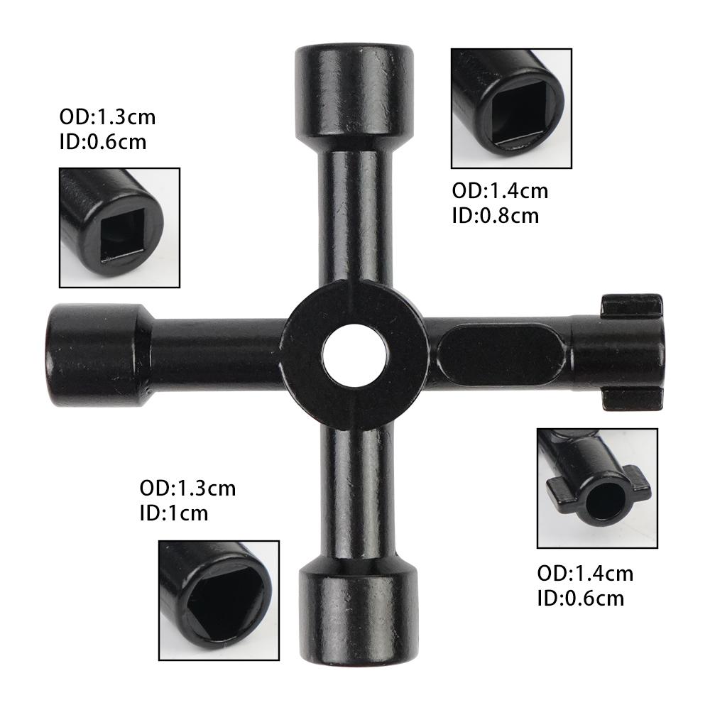 Universal 4 Way Cross Triangle Wrench Key Electric Cabinet Keys Utility Key Fit for Faucet, Gas Meter, Valve, Spigots Opening