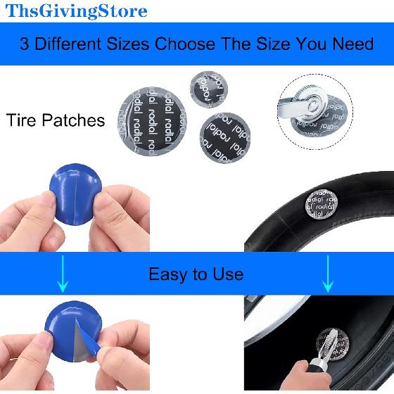 70PCS Tire Patches Kit, Inner Tube Patch Kit, Include Tire Patch Roller, Rubber