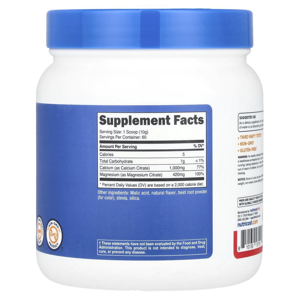 Nutricost, Calcium and Magnesium, Fruit Punch, 21.6 oz (606 g)
