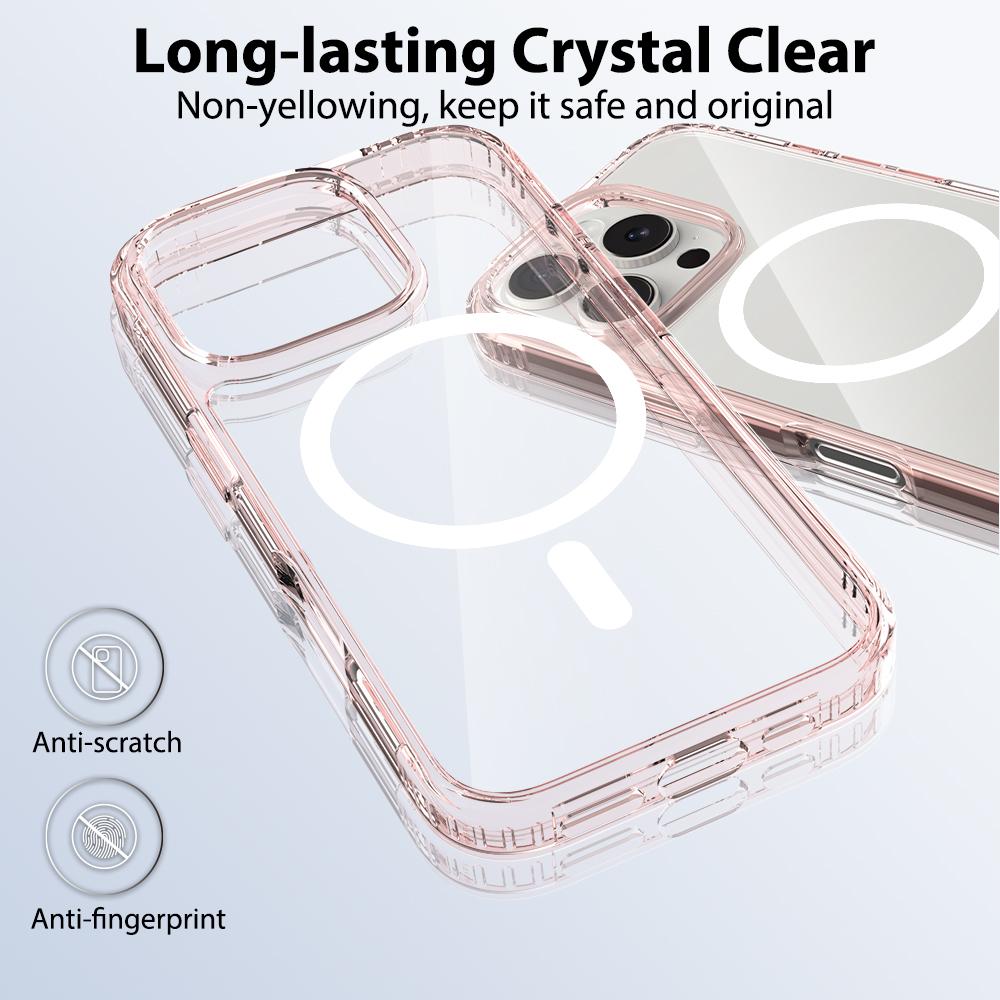 For iPhone 16 Pro Case Compati with MagSafe PC+TPU Clear Phone Cover with Tempered Glass Screen Protector