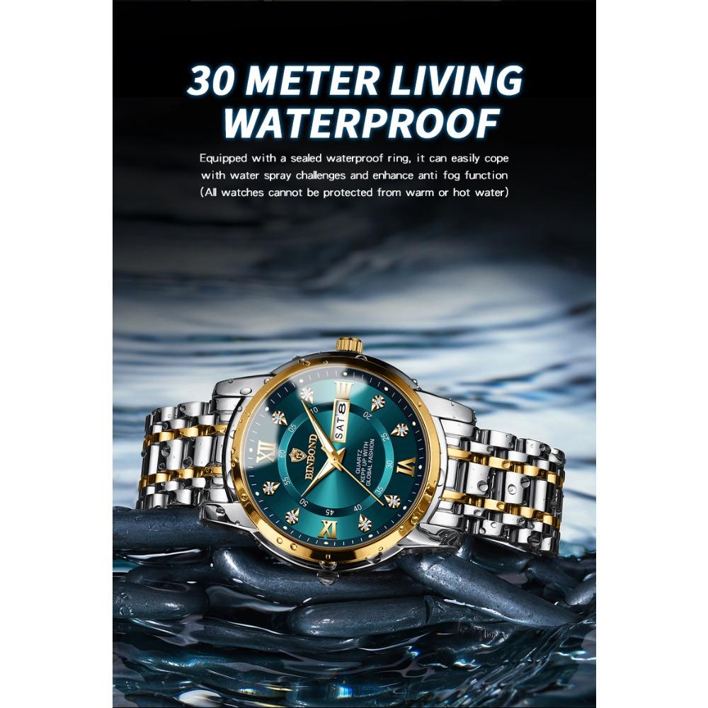 BINBOND Top Brand Luxury Fashion Watch Men 3ATM Waterproof Date Clock Sport Watches Mens Quartz Wristwatch