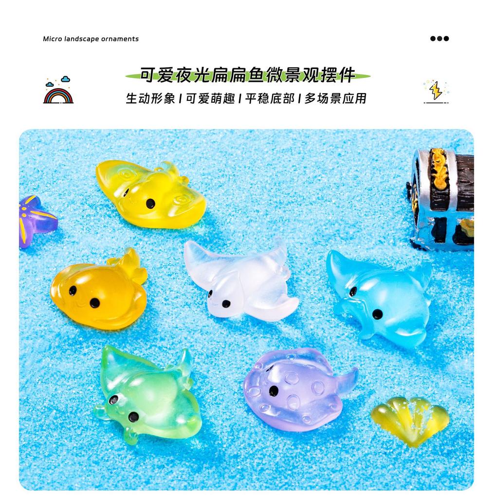 10-30pcs Cute Manta Ray Luminous Ocean Animal Ornament Resin Craft Cute Ocean Animal Miniature Figurines DIY Mini Animals Statue